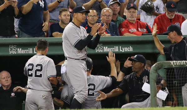 Hah. The guy is the red jersey is so mad. (Jim Rogash/Getty)