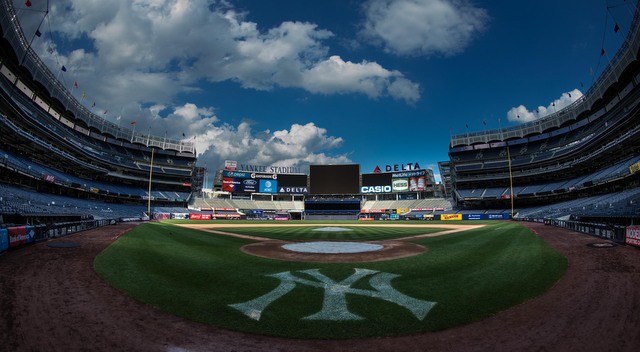 Third base/left field stands with replica of Yankee Stadium facade -  Picture of George M. Steinbrenner Field, Tampa - Tripadvisor