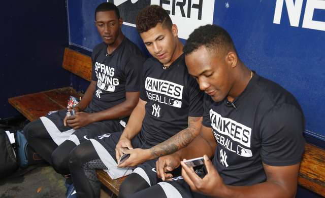 From left to right: Jorge Mateo, Gleyber Torres, Miguel Andujar. (Presswire)