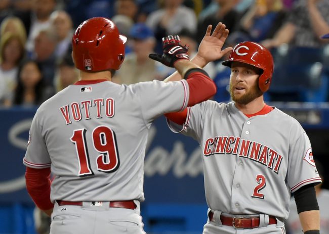 Votto and Cozart. (Dan Hamilton/USA TODAY Sports)